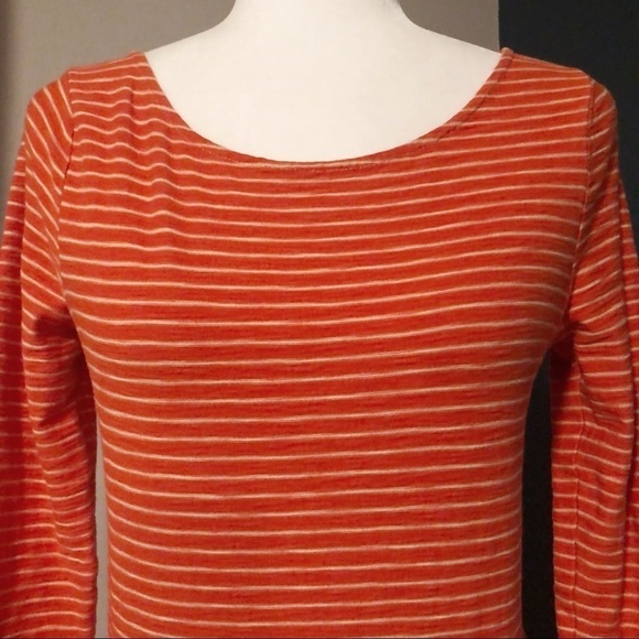 J Crew tangerine orange and white striped top - Picture 2 of 11